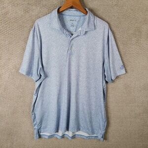 Johnnie O Shirt Men XL Blue Pink Floral Golf Polo Stretch Polyester Embroidered‎